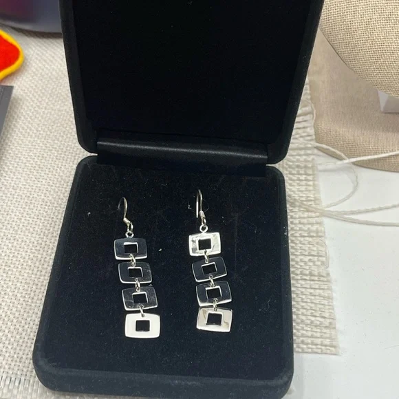 Vintage Sterling Silver Geometric Dangle Earrings | NF 925 Thailand | 5.8g - Picture 14 of 17